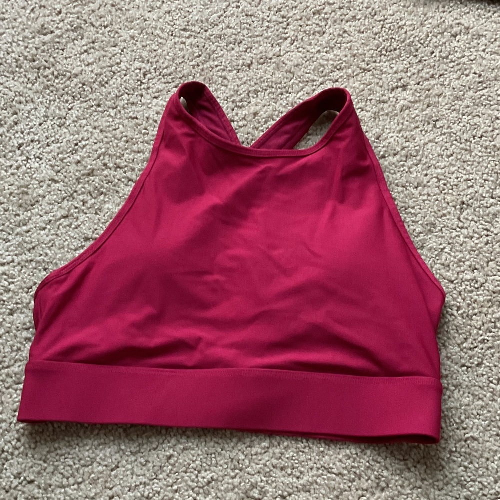 Fabletics Vibrant Maroon Criss-Cross Sports Bra